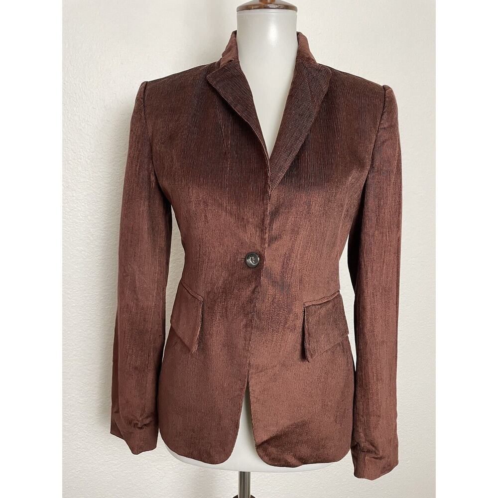 Banana Republic Jacket Women 2 Blazer Single Breast Corduroy Vintage Brown